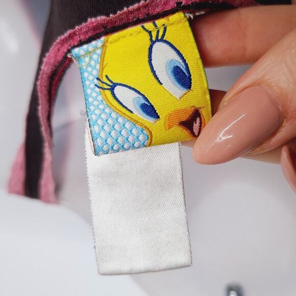 Vintage Y2K Tweety Bird Sweet Tank Top Looney Tunes Racerback Lettuce Lace S/M - Picture 4 of 12